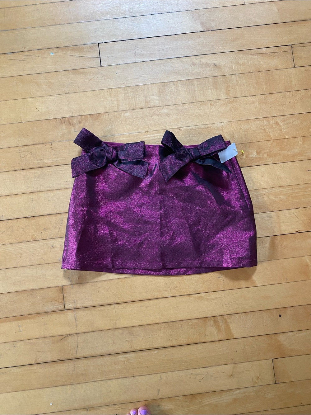 Urban Outfitters Metallic Plum Mini Skirt with Bow Trim